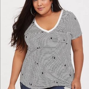 Torrid Black and White Striped Cat Shirt